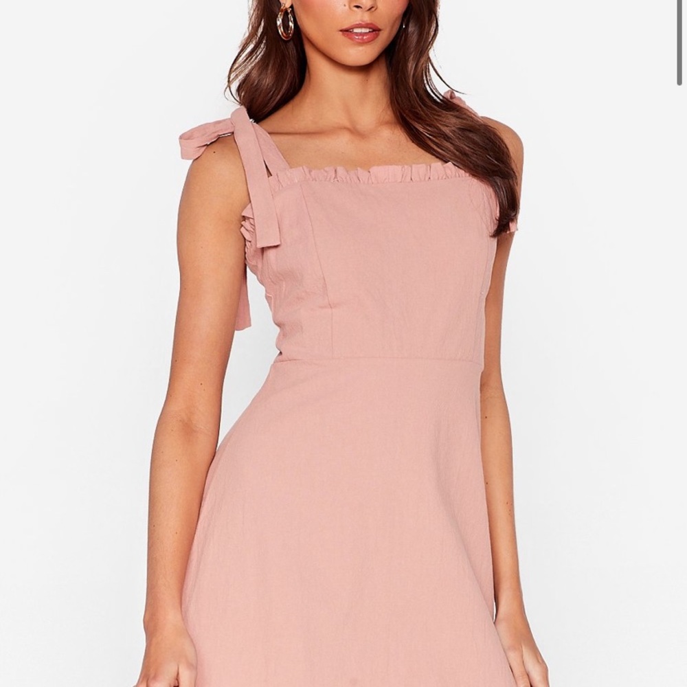 Brand New Nasty Gal Can’t Tie My Love Ruffle Mini Dress in Rose